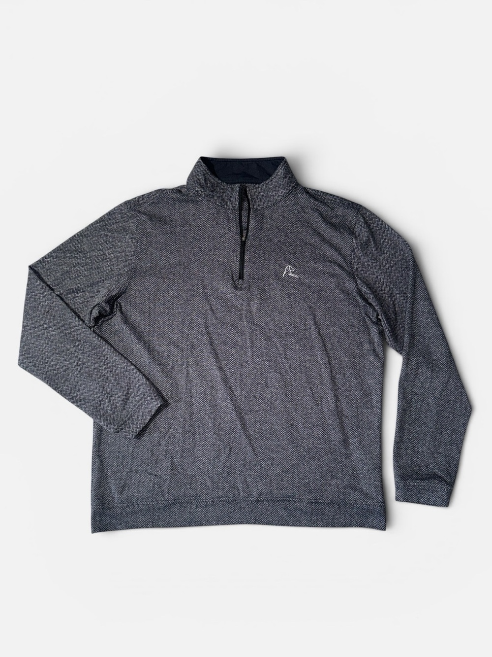 Rhoback mens L Large dark grey herringbone 1/4 zip performance golf sweater EUC